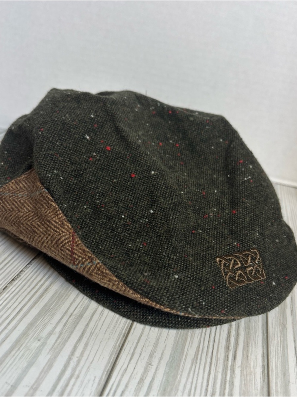 Patrick Francis Irish Flat Cap Hat Youth Large Wool Blend Tweed Celtic Knot